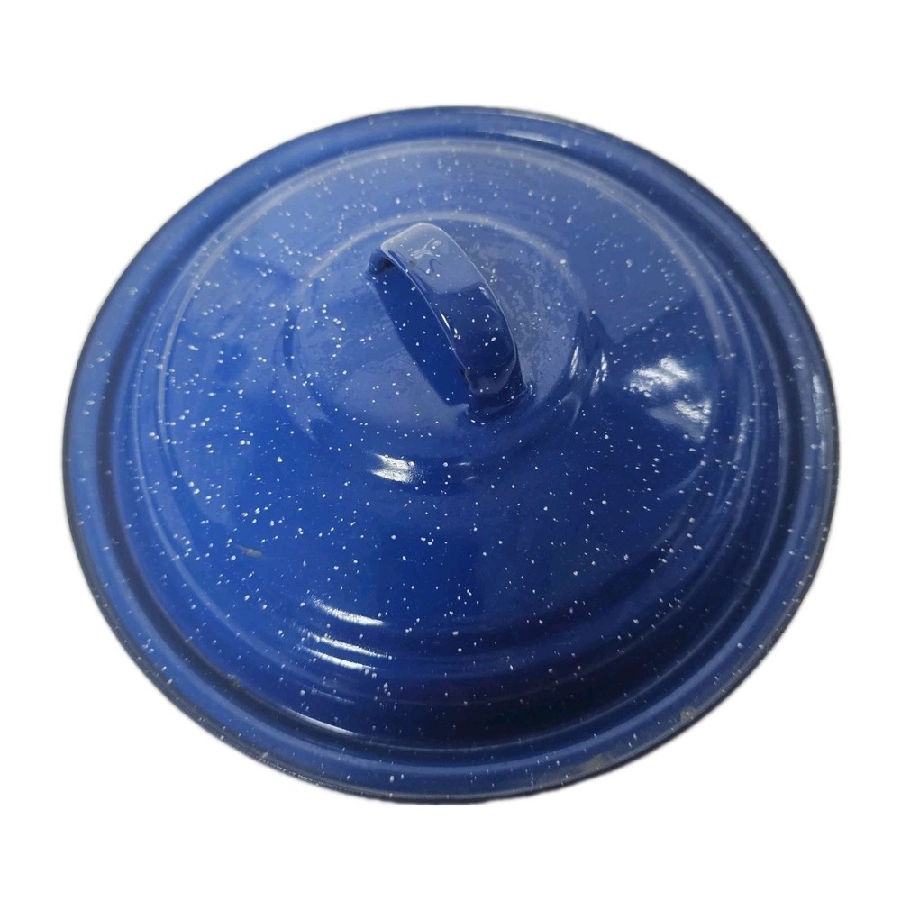 Blue Speckled Enamelware Pot Lid,‎ fits a 7.5" pot pan, LID Only